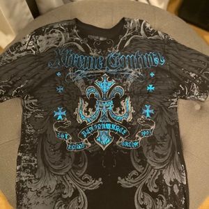 Xtreme Couture Black & Blue Size Large T-Shirt